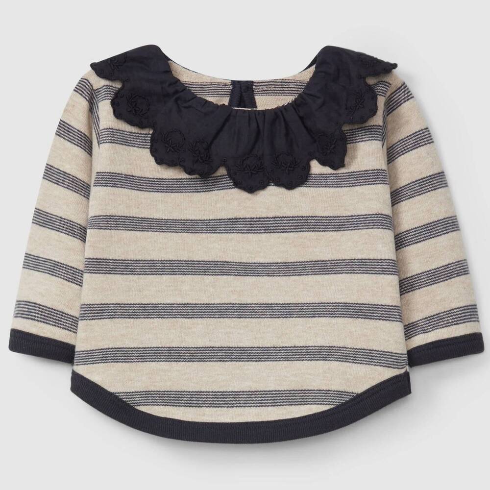 NEW SNUG girl's lace trim collar sweater in striped